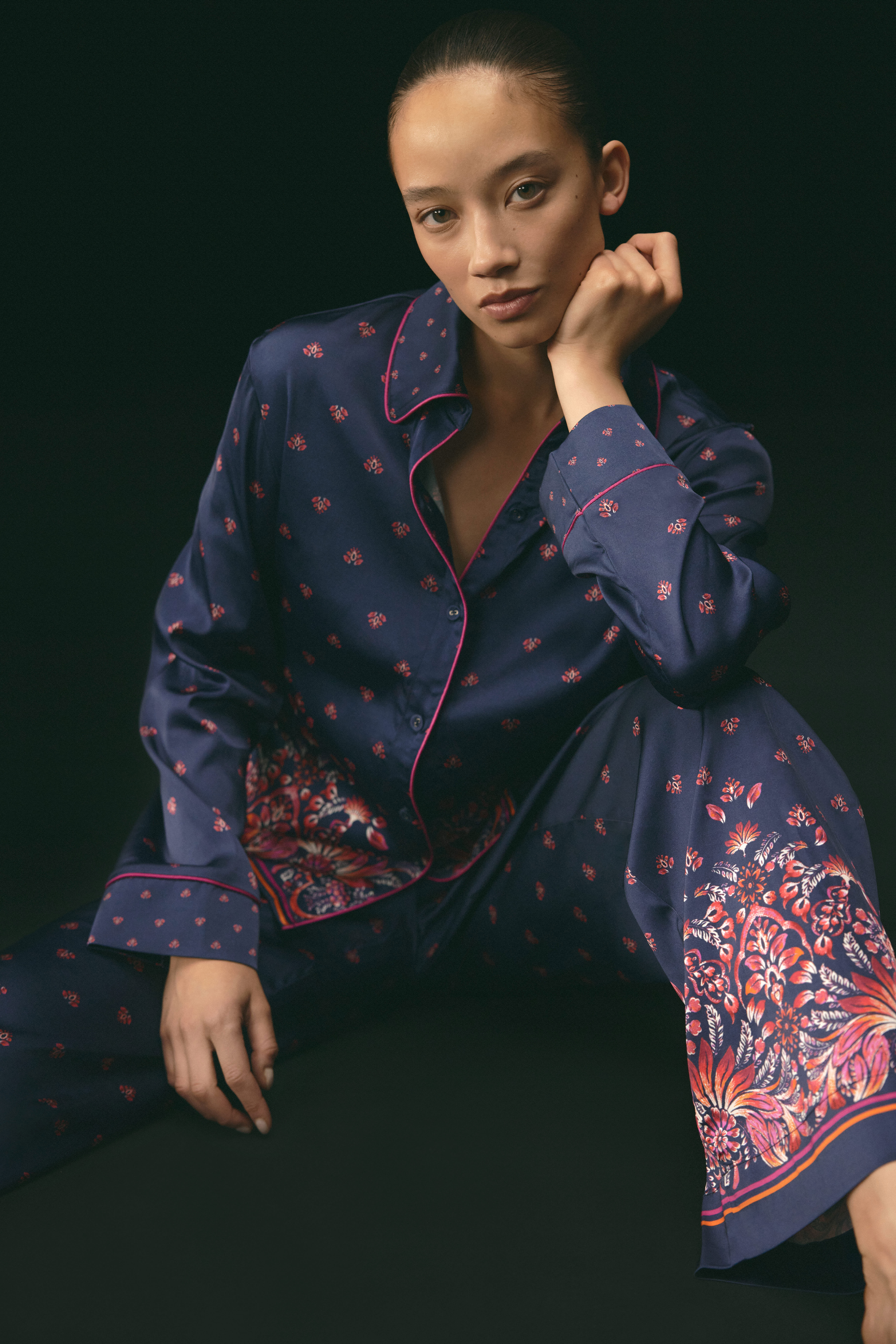 Pyjama blau gemustert